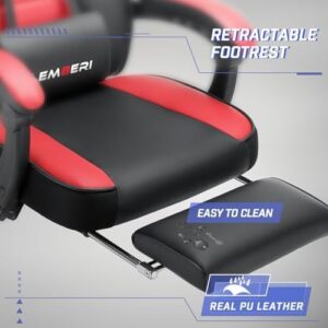 LEMBERI Video Game Chair: Big and Tall with Footrest, 400lb Capacity, Racing Style with Headrest and Lumbar Support