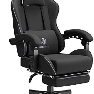 Dowinx Fabric Gaming Chair: Pocket Spring Cushion, Massage, Headrest, Footrest, Ergonomic Black