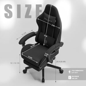 Dowinx Fabric Gaming Chair: Pocket Spring Cushion, Massage, Headrest, Footrest, Ergonomic Black