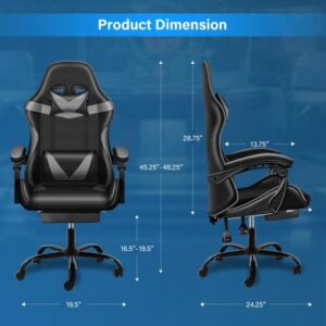 YSSOA Gaming Chair: Footrest, Big and Tall, Racing Style Adjustable Swivel Office Chair, Ergonomic with Headrest and Lumbar Support