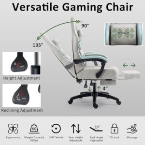 Darkecho Gaming Chair: Fabric, Pocket Spring Cushion, Massage, Footrest, Linkage Armrests, Ergonomic