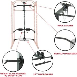 Fitness Reality 810XLT Super Max Power Rack Cage with Lat Pull Down and Low Row Cable Attachment