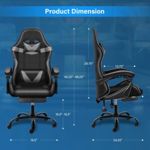 YSSOA Gaming Chair: Footrest, Big and Tall, Racing Style Adjustable Swivel Office Chair, Ergonomic with Headrest and Lumbar Support