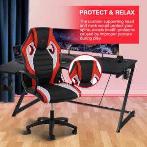 YSSOA Gaming Chair: Footrest, Big and Tall, Racing Style Adjustable Swivel Office Chair, Ergonomic with Headrest and Lumbar Support