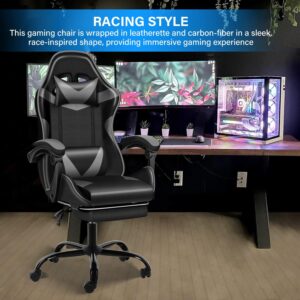 YSSOA Gaming Chair: Footrest, Big and Tall, Racing Style Adjustable Swivel Office Chair, Ergonomic with Headrest and Lumbar Support