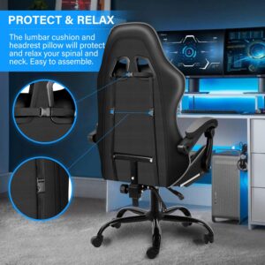 YSSOA Gaming Chair: Footrest, Big and Tall, Racing Style Adjustable Swivel Office Chair, Ergonomic with Headrest and Lumbar Support