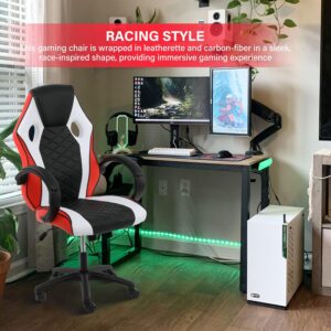 YSSOA Gaming Chair: Footrest, Big and Tall, Racing Style Adjustable Swivel Office Chair, Ergonomic with Headrest and Lumbar Support